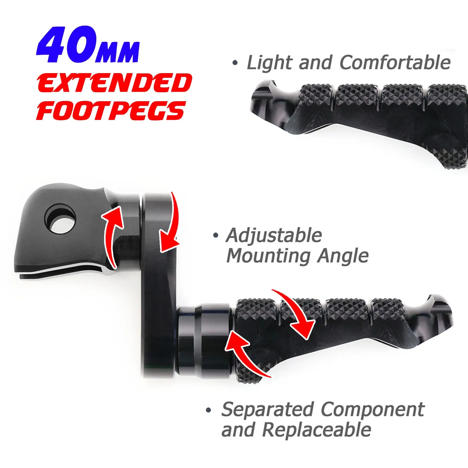 Fits Razor RSF350 RSF 650 R-FIGHT 40mm Adjustable Foot Pegs