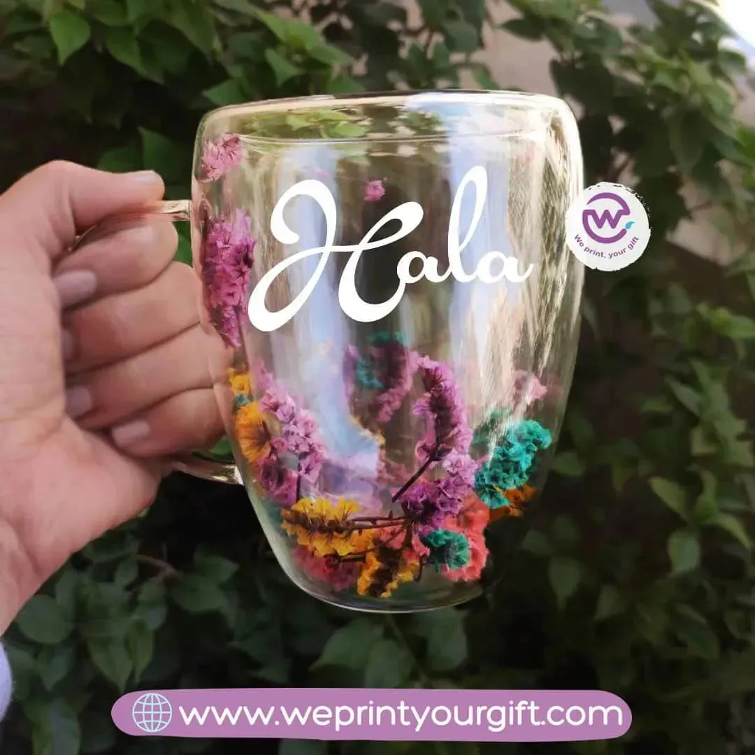 Floral double wall mug