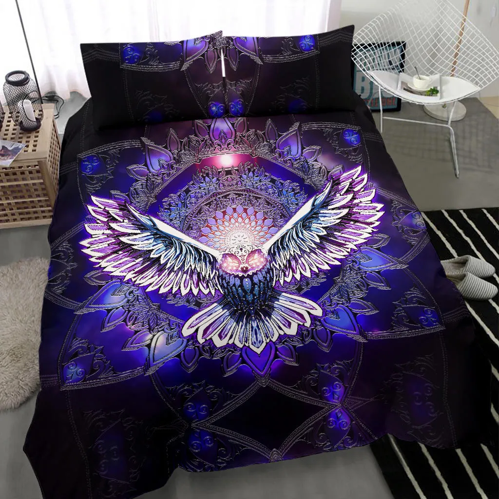 Flying Owl Spirit - Purple | Bedding Set | Mandalazed