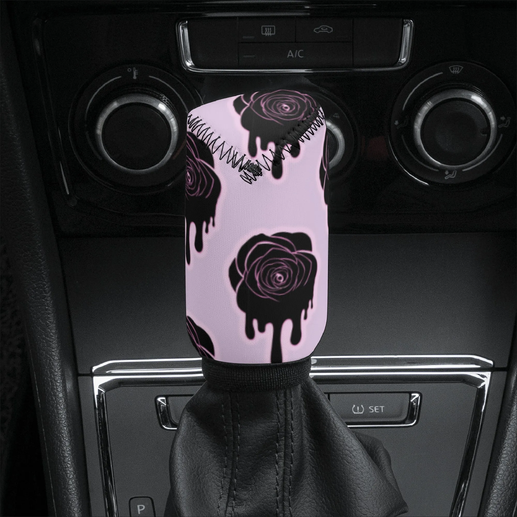 Gear Knob Cover for Cars | Manual or Automatic Transmission stick cover | Car Shifter Gear cover - Halloween Black Roses