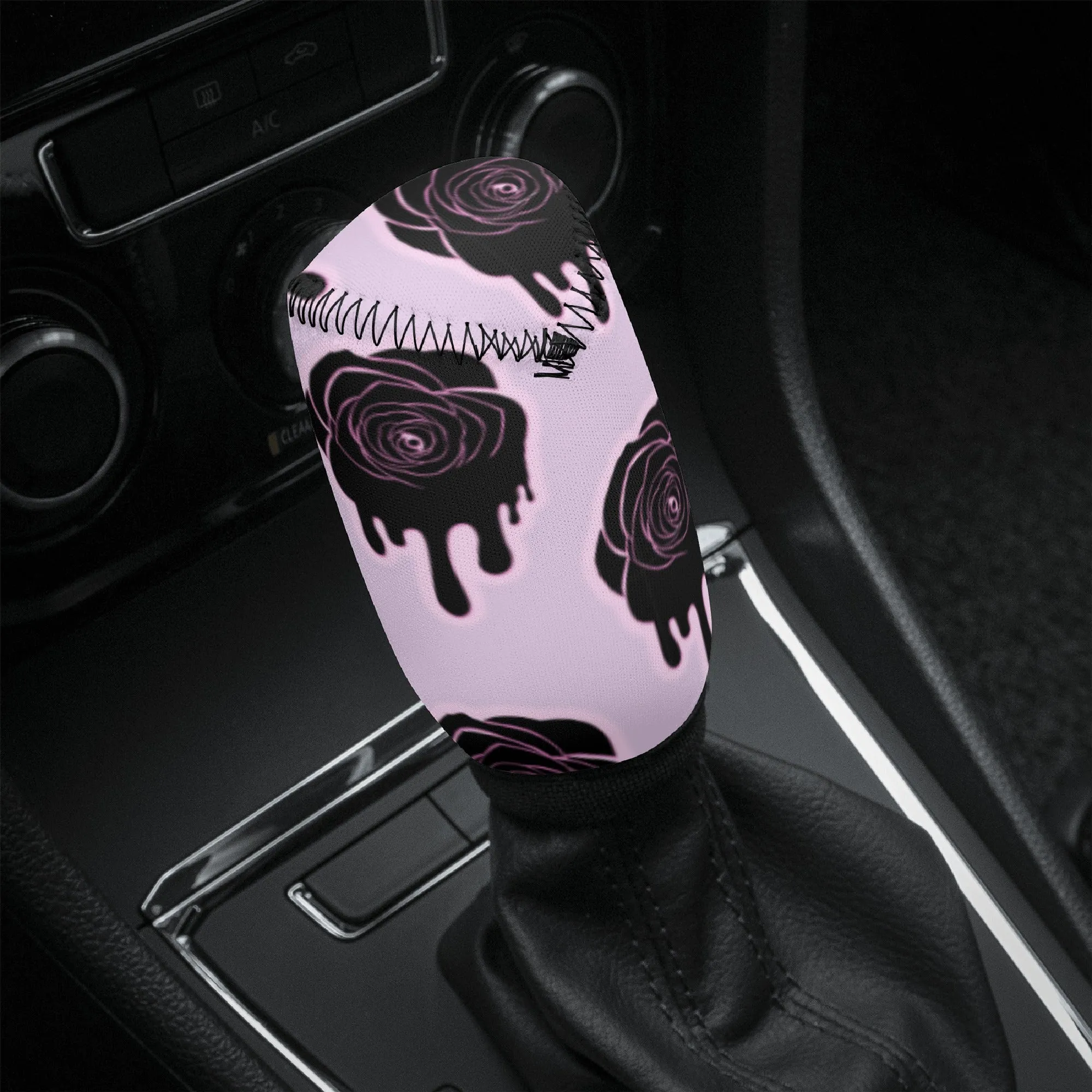 Gear Knob Cover for Cars | Manual or Automatic Transmission stick cover | Car Shifter Gear cover - Halloween Black Roses