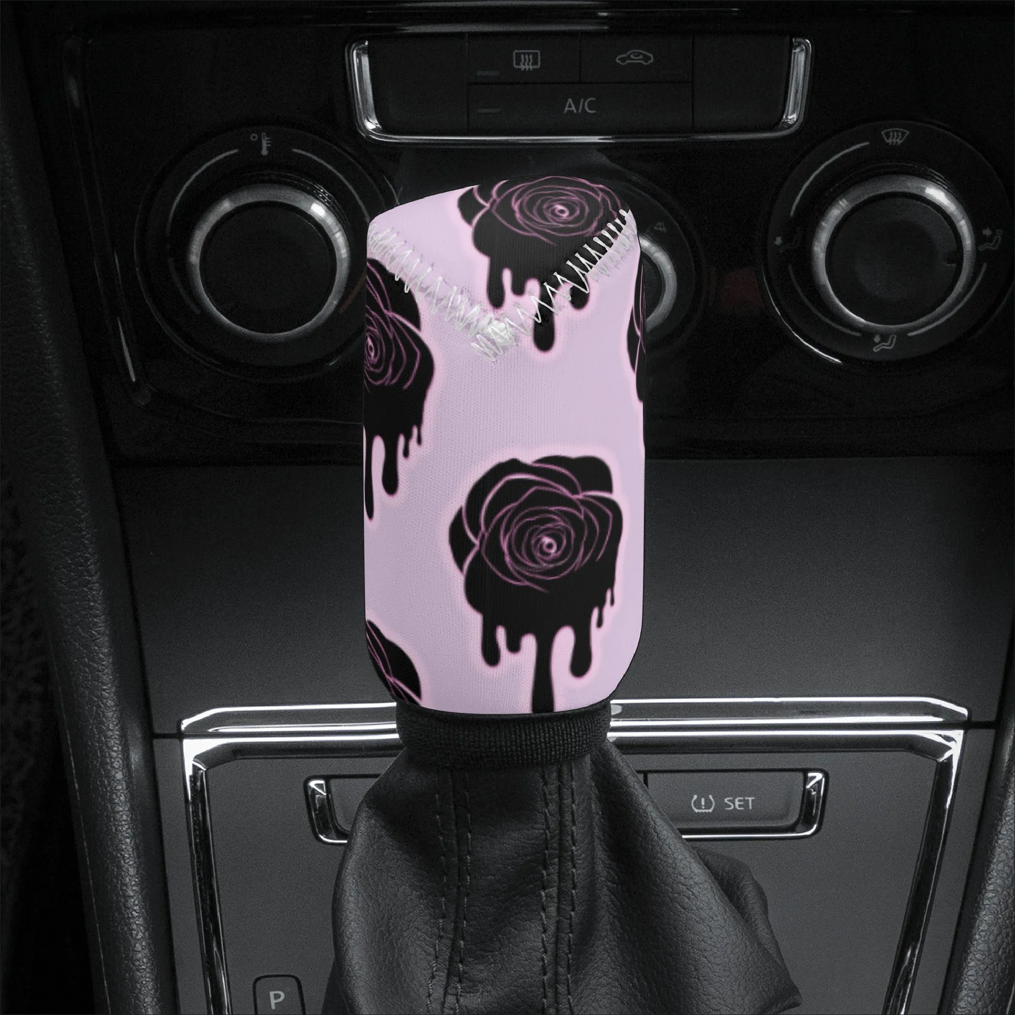 Gear Knob Cover for Cars | Manual or Automatic Transmission stick cover | Car Shifter Gear cover - Halloween Black Roses