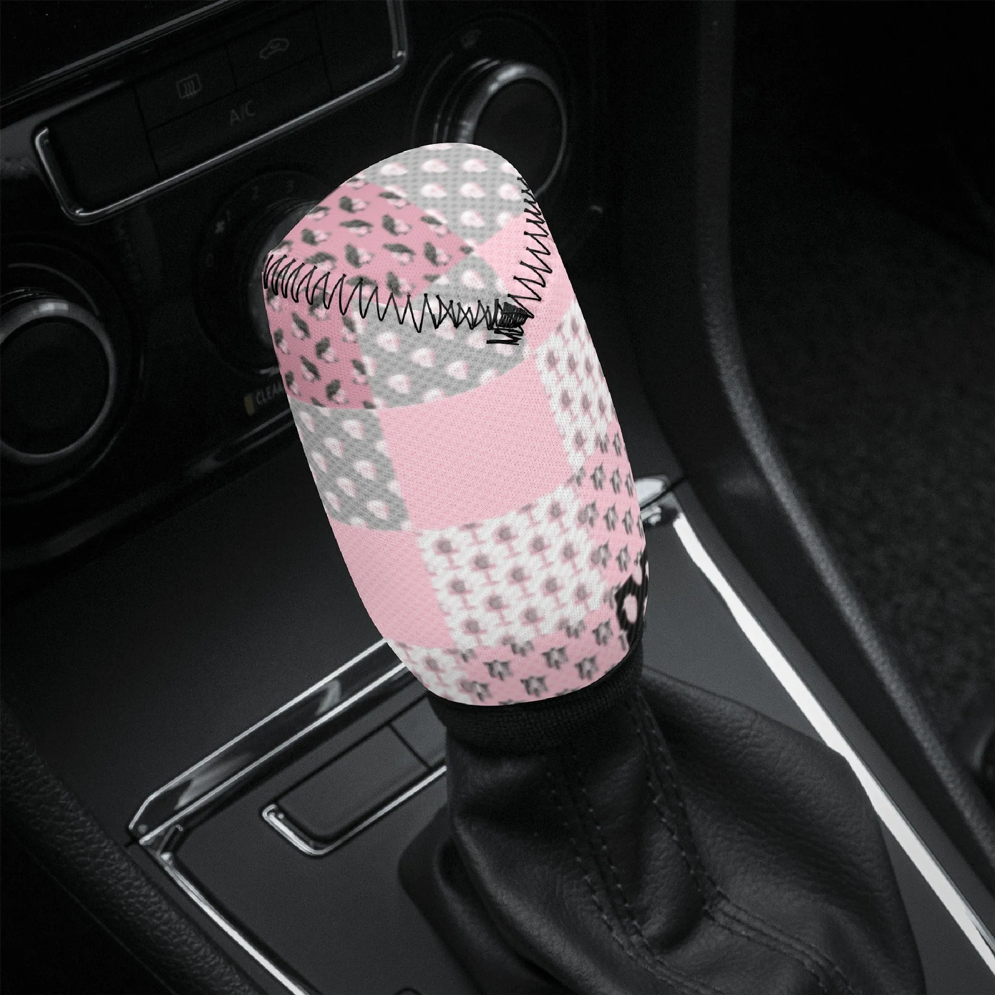 Gear Knob Cover for Cars | Manual or Automatic Transmission stick cover | Car Shifter Gear cover -Pastel Goth Checkered