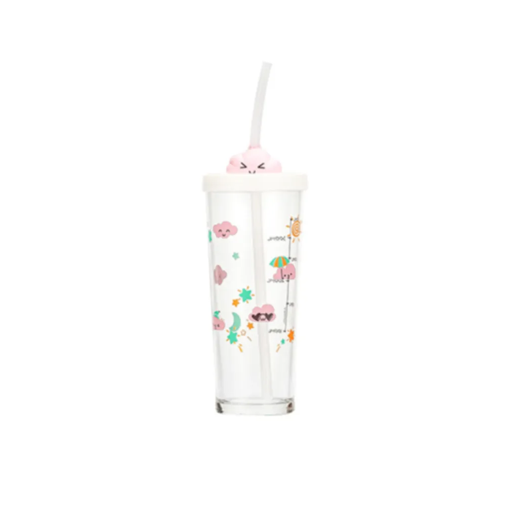 Glass Cartoon Straw Cups