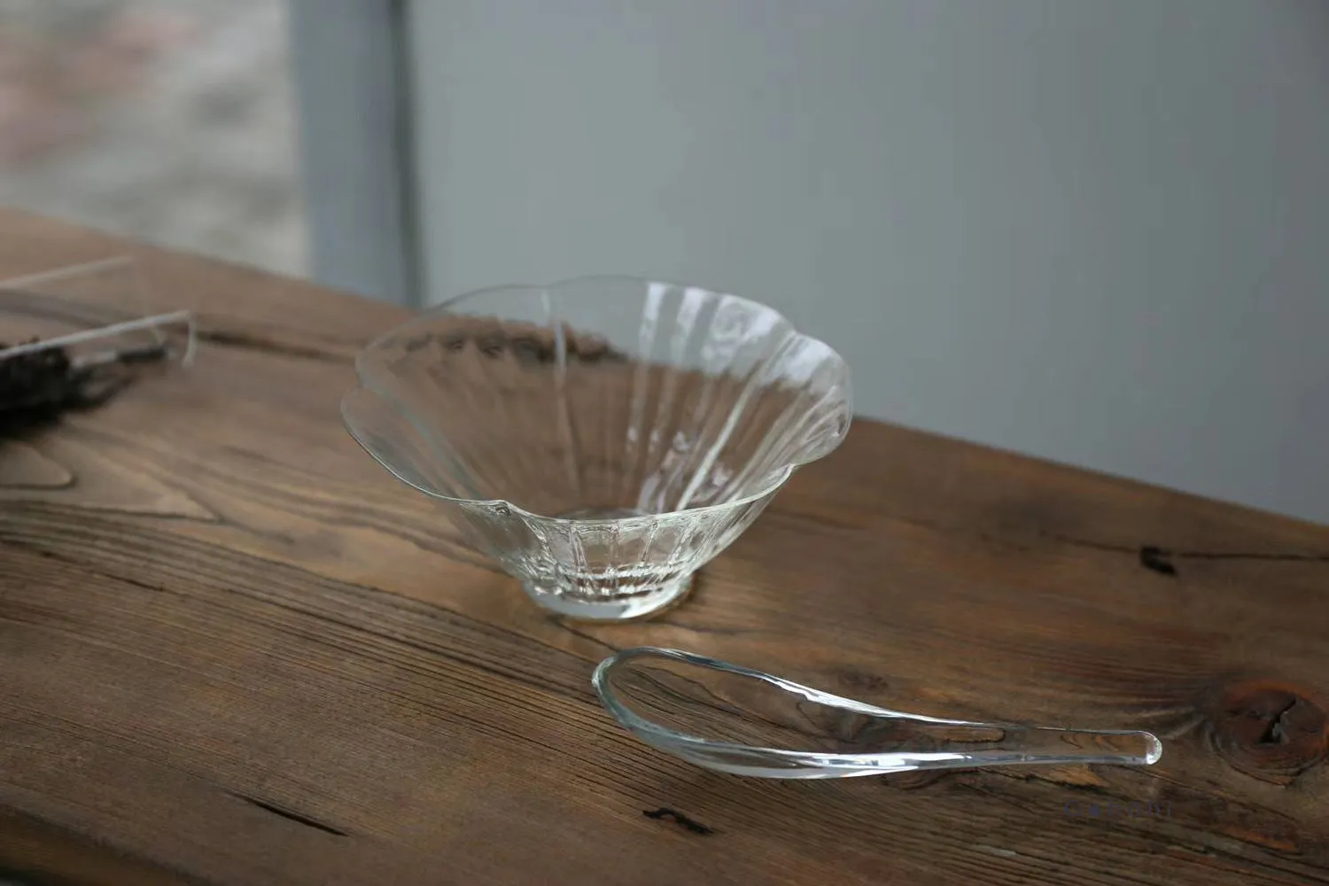 Gohobi Handmade Flower Glass Bowl with Spoon