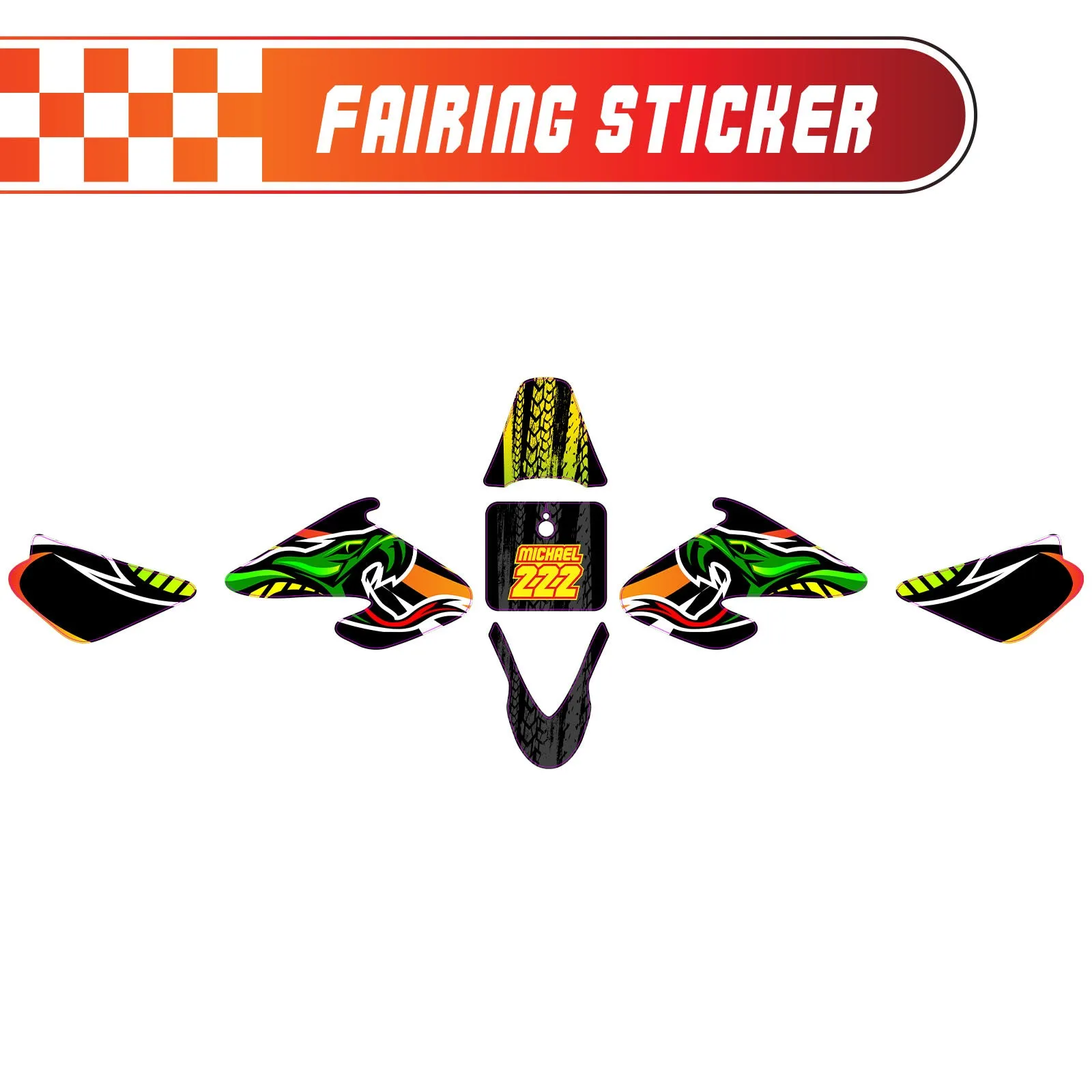 Graphic Kit Decals Fairing Sticker Custom Number For Razor MX500 MX650 - L002 Neon Serpent Skin