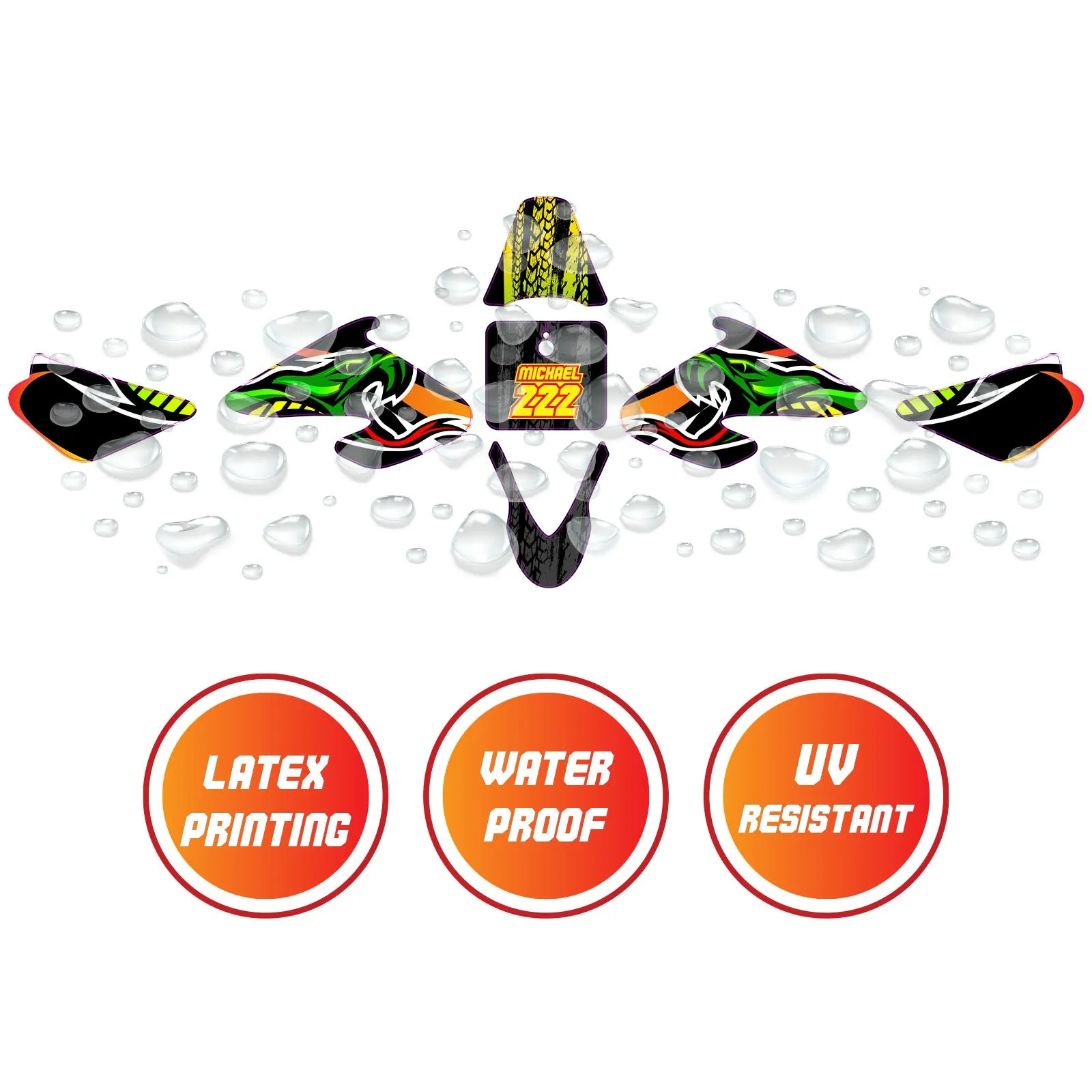 Graphic Kit Decals Fairing Sticker Custom Number For Razor MX500 MX650 - L002 Neon Serpent Skin