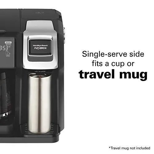 Hamilton Beach FlexBrew Coffee Maker, Single Serve & Full Pot, Compatible with K-Cup Pods or Grounds, Programmable, Includes Permanent Filter, Black (49950C), Silver