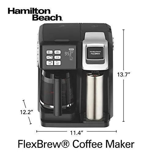 Hamilton Beach FlexBrew Coffee Maker, Single Serve & Full Pot, Compatible with K-Cup Pods or Grounds, Programmable, Includes Permanent Filter, Black (49950C), Silver