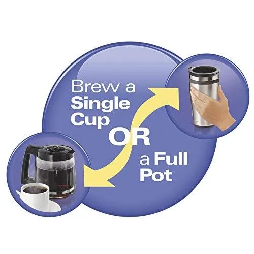 Hamilton Beach FlexBrew Coffee Maker, Single Serve & Full Pot, Compatible with K-Cup Pods or Grounds, Programmable, Includes Permanent Filter, Black (49950C), Silver