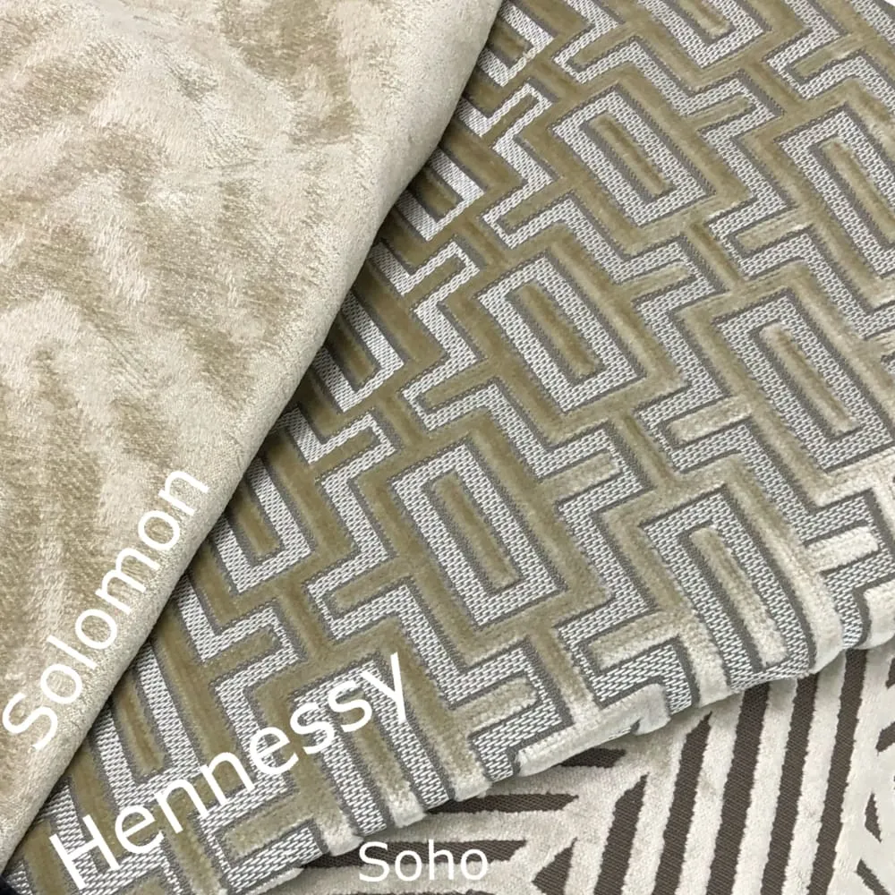 Hennessy Beige Interlock Geometric Cut Velvet Pillow Cover