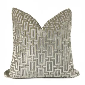 Hennessy Beige Interlock Geometric Cut Velvet Pillow Cover