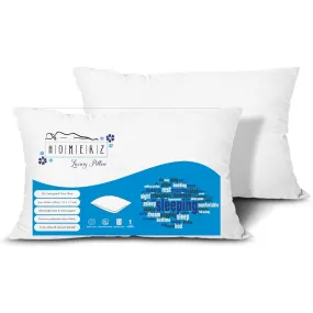 Homerz Sleeping Pillow Set, Cotton Fabric, Roll Pack, 3D conjugated Fiber Filled (Set of 2, 17 x 27 inch)