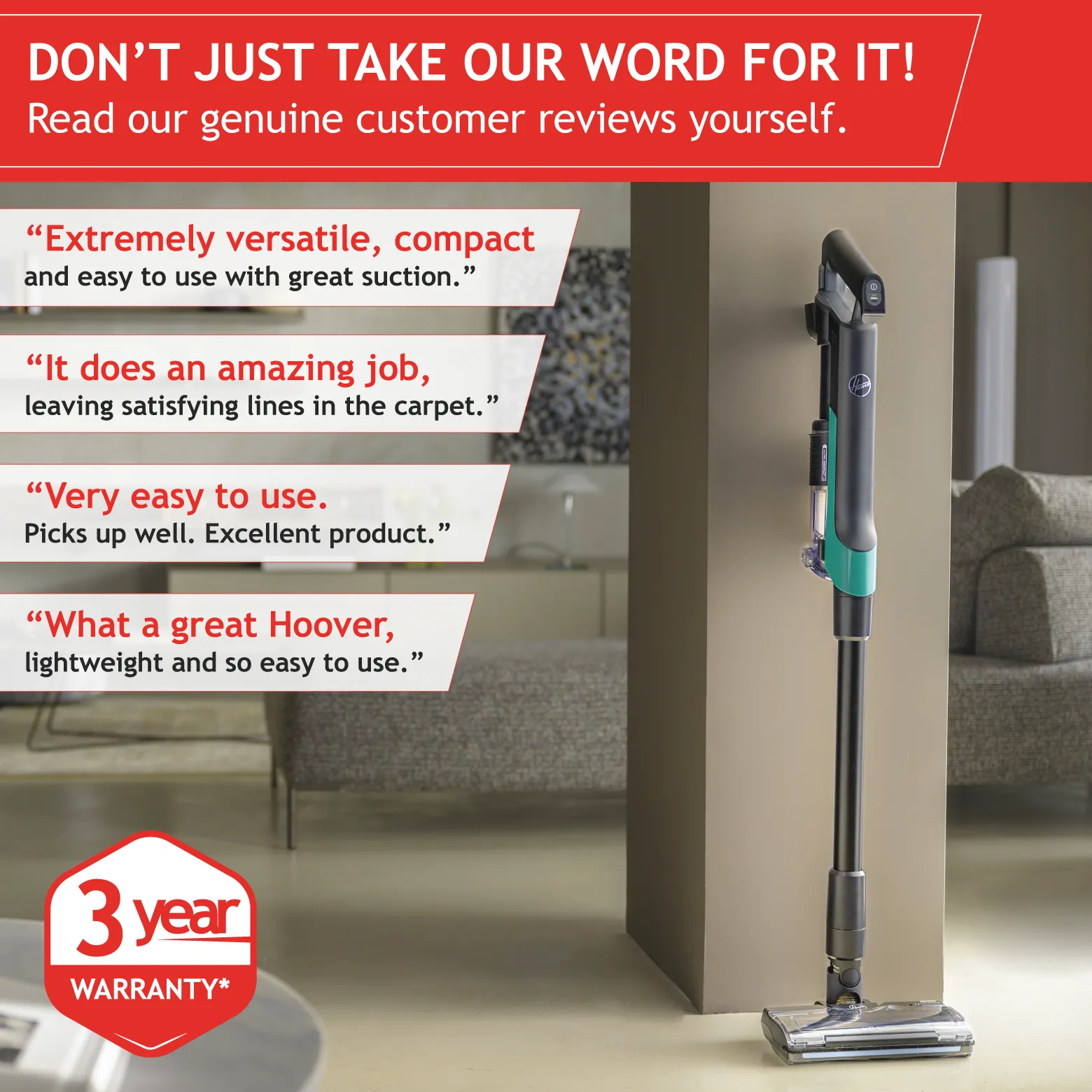 Hoover Cordless Vacuum Cleaner With Anti Hair Wrap & ULTRA COMPACT X3™, Turquoise - HF2 Pet