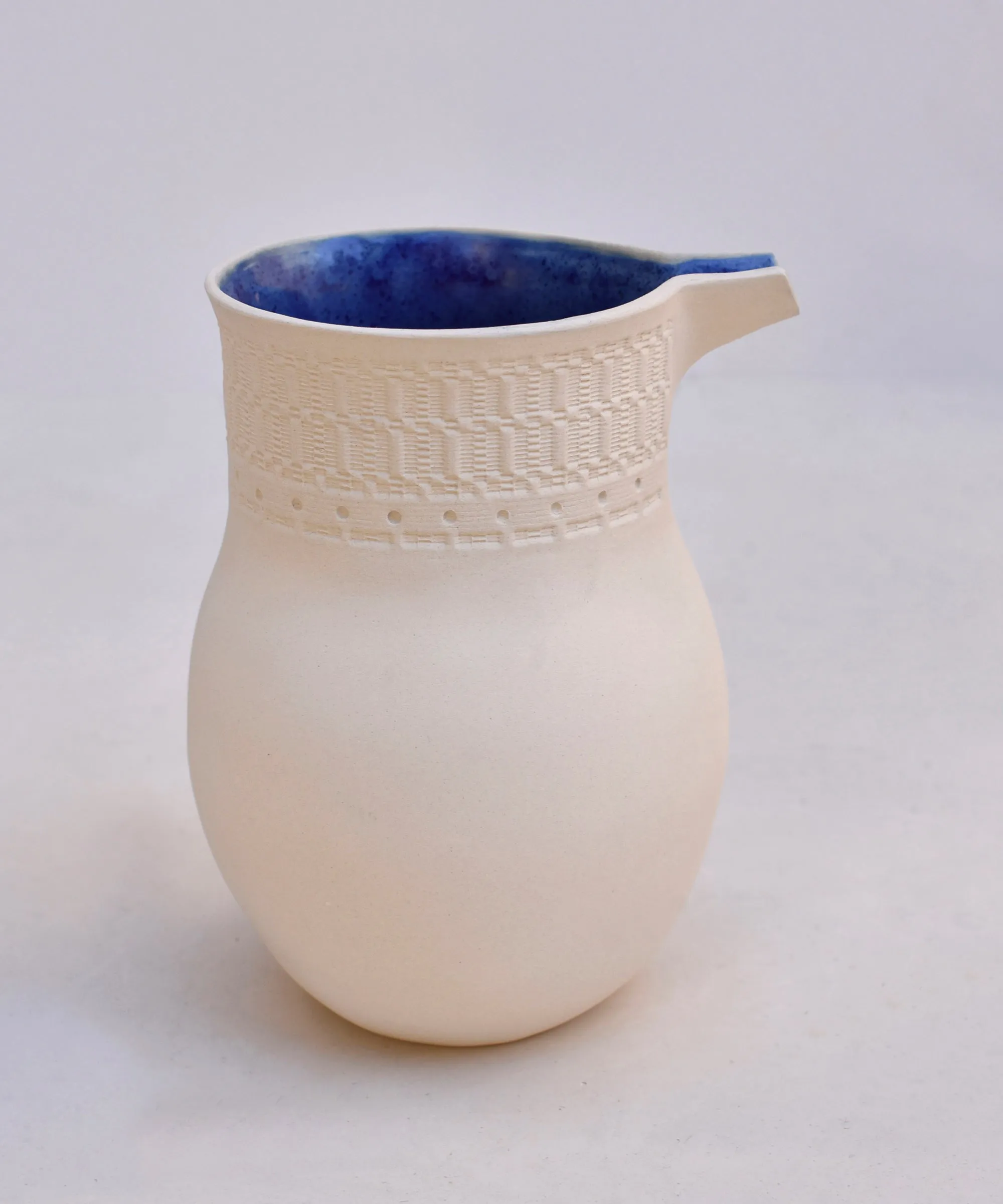 Hydria Carafe Ivory Matte Blue