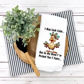 I May Look Calm... Tea Towel,  Whimsical Tea Towel,  Spring Summer Tea Towel, Spring Summer Kitchen Décor, Hostess Gift