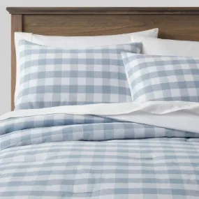 King Yarn-Dyed Gingham Comforter & Sham Set Light Blue - Threshold