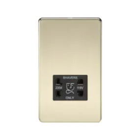 Knightsbridge Screwless 115V/230V Dual Voltage Shaver Socket - Polished Brass