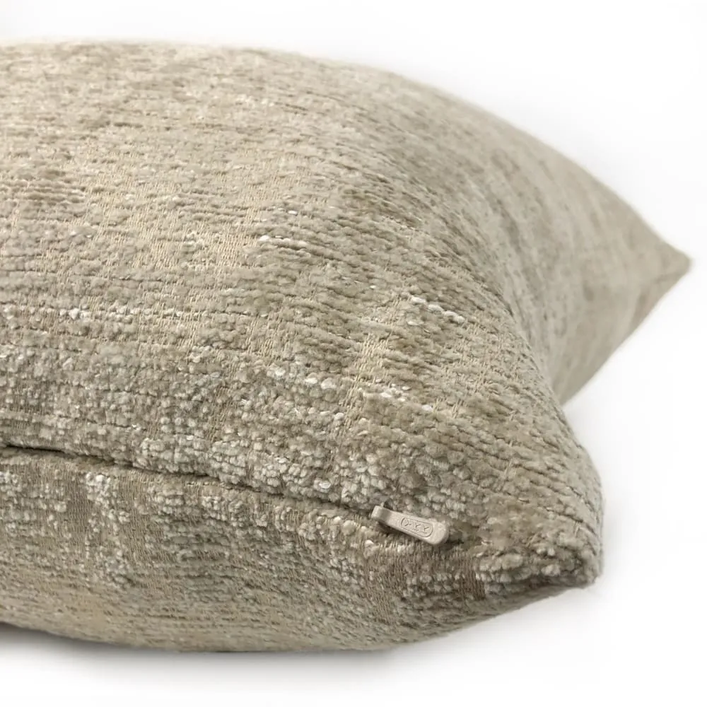 Knox Sandstone Slub Textured Chenille Pillow Cover