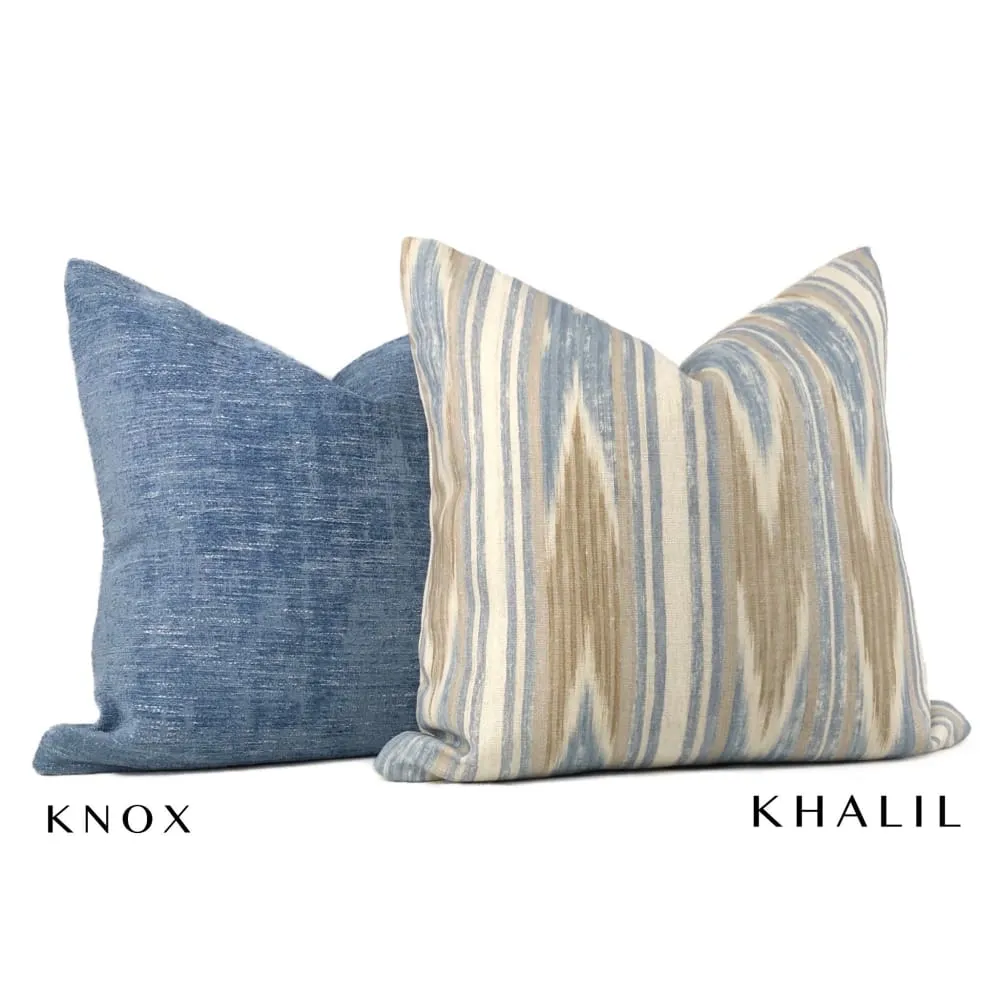 Knox Stonewash Blue Slub Textured Chenille Pillow Cover (Fabric by the Yard available)