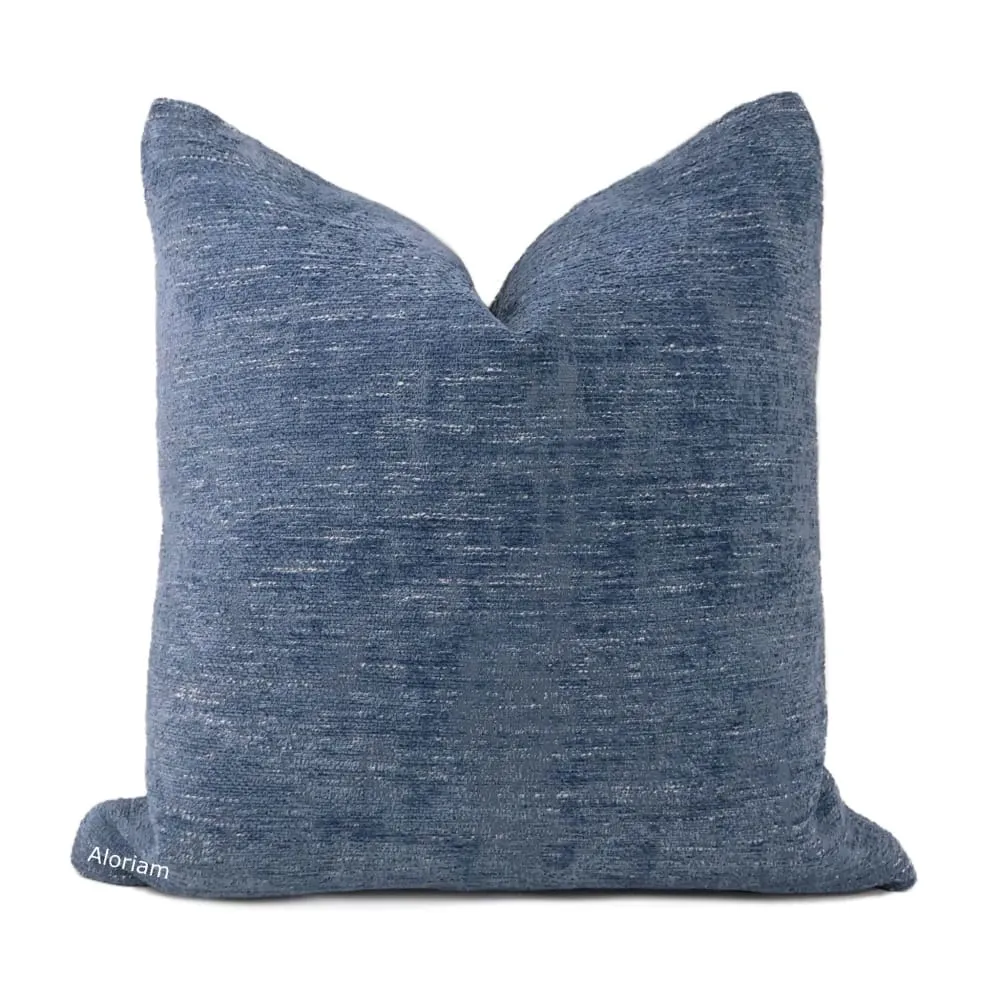 Knox Stonewash Blue Slub Textured Chenille Pillow Cover (Fabric by the Yard available)