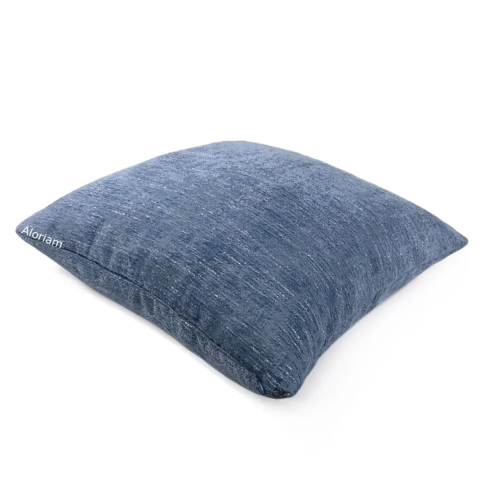 Knox Stonewash Blue Slub Textured Chenille Pillow Cover (Fabric by the Yard available)