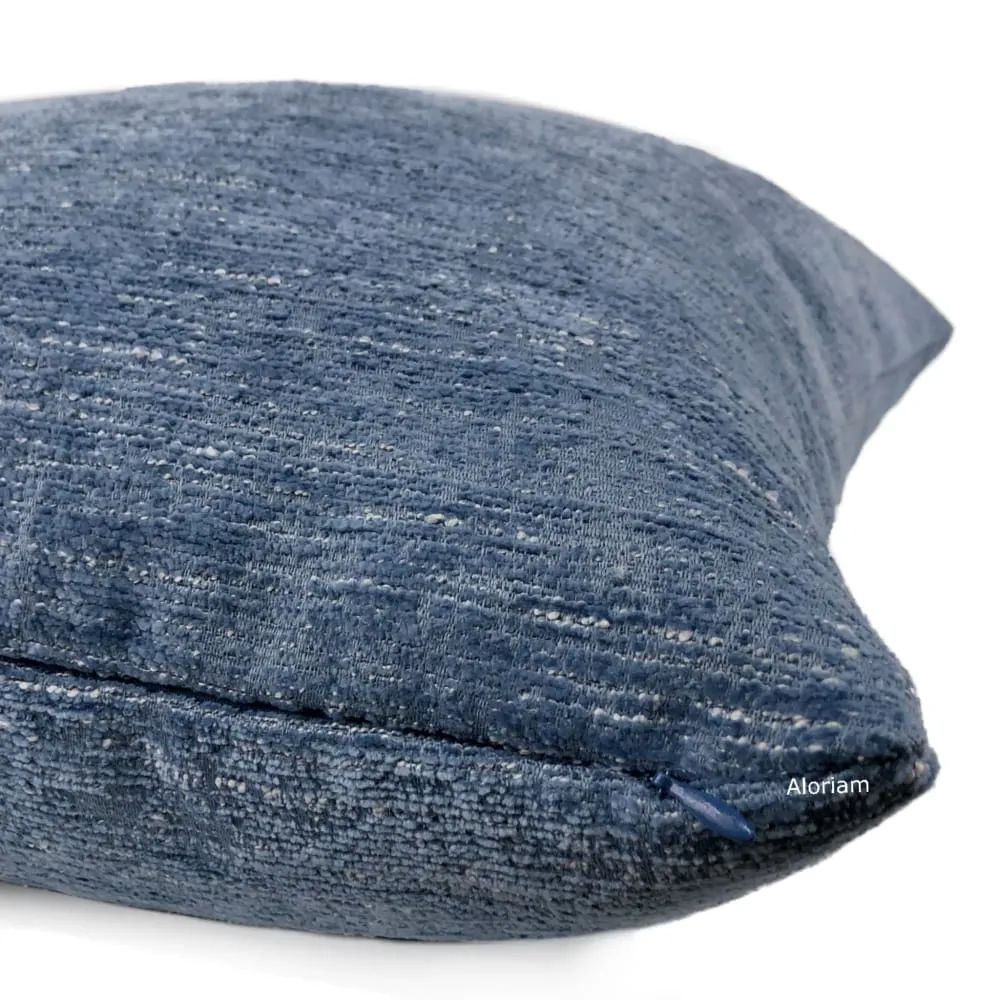 Knox Stonewash Blue Slub Textured Chenille Pillow Cover (Fabric by the Yard available)