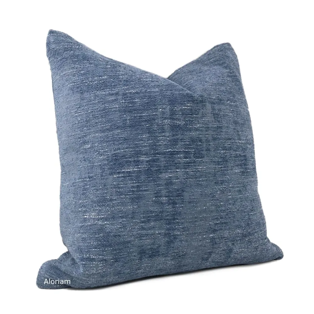 Knox Stonewash Blue Slub Textured Chenille Pillow Cover (Fabric by the Yard available)