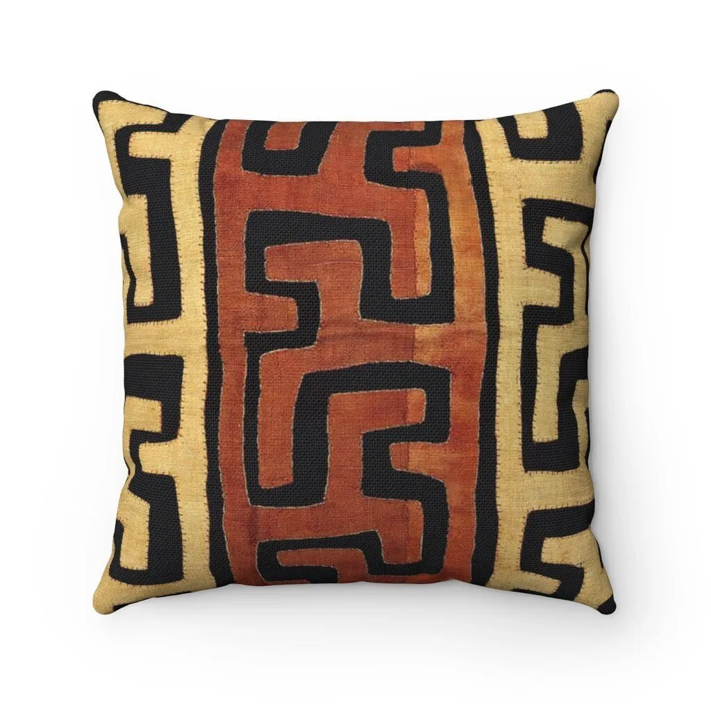 Kuba Cloth Throw Pillow w/ Insert | Tribal, Traditional Vintage (Kente, Mudcloth) African | Afrocentric Gift for Him Her | Boho Throw Pillow