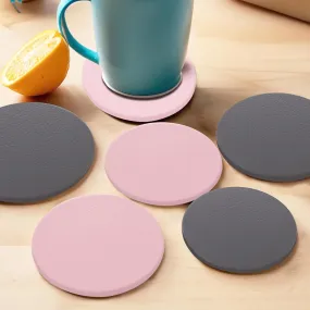 Kuber Industries 12 Pcs Non-Slip Tea Coaster for Hot Pots - Round Tea Cup & Water Glass Cover Top Lid for Teapoy & Dining Table - Grey & Pink