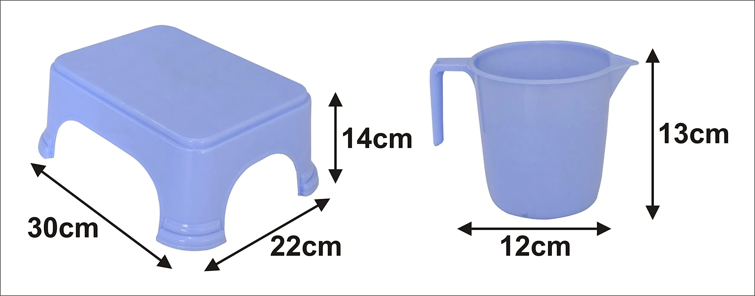 Kuber Industries 2 Pieces Unbreakable Virgin Plastic Multipurpose Bathroom Stool & Mug Set (Blue)