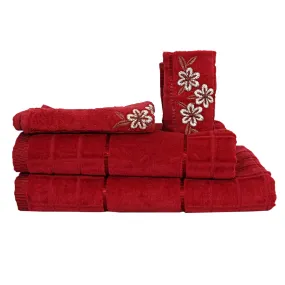 Kuber Industries 4 Piece 400 GSM Cotton Towel Set with Basket - Maroon