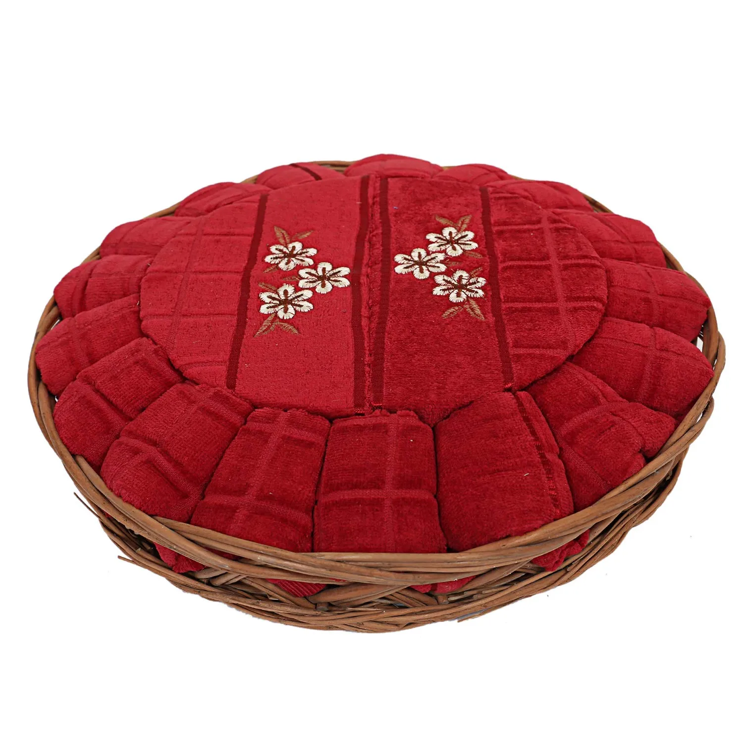 Kuber Industries 4 Piece 400 GSM Cotton Towel Set with Basket - Maroon