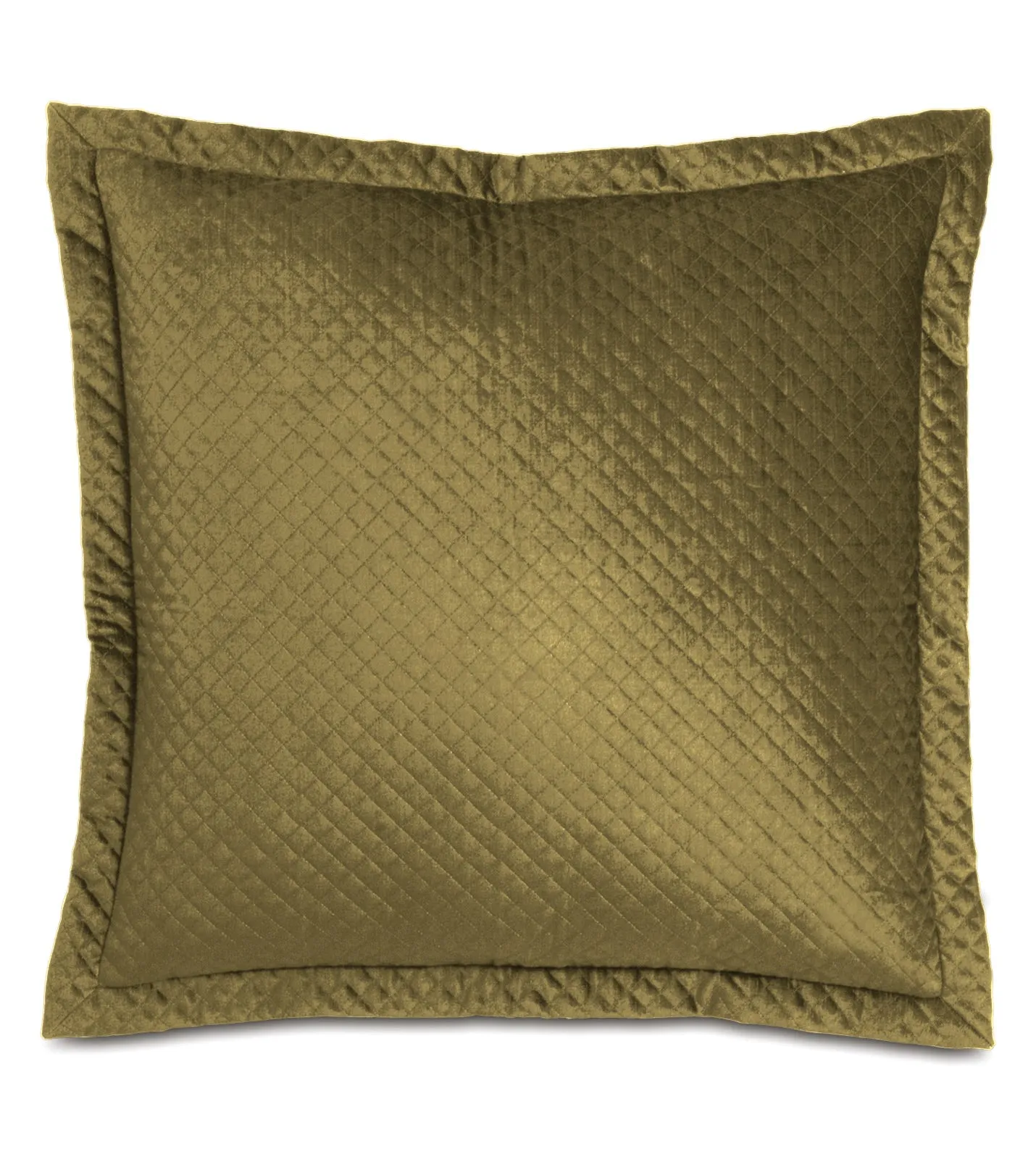 Lars Quilted Velvet Euro Sham 27x27 in Olive