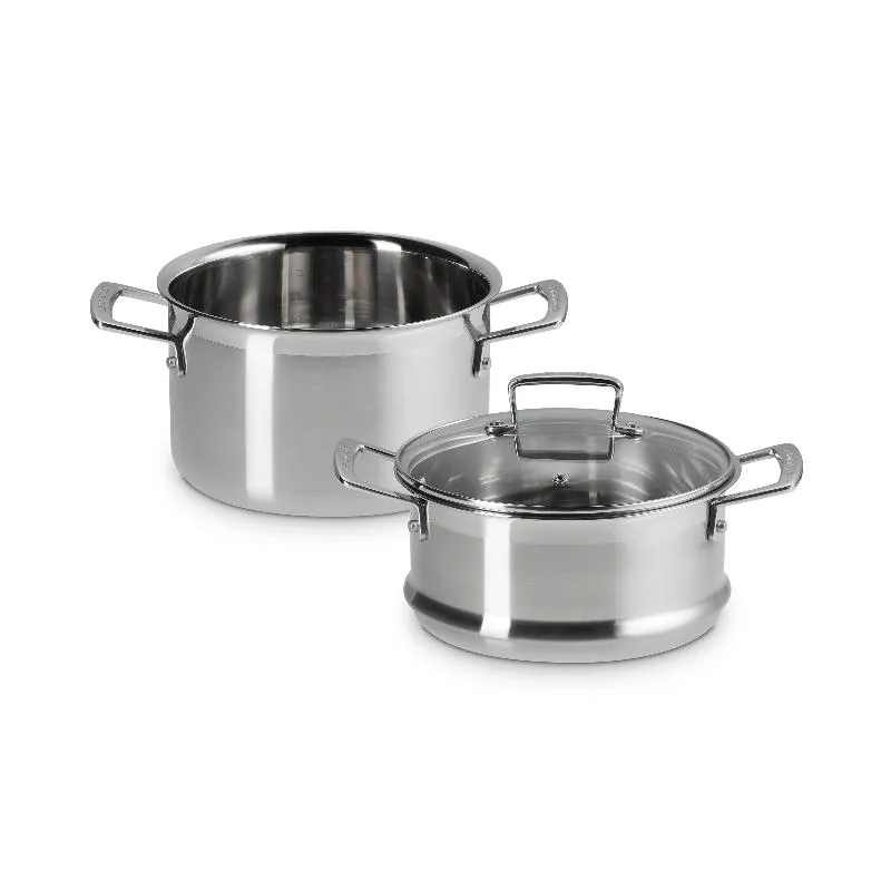 Le Creuset Classic 3-ply Stainless Steel 20cm Casserole with Steamer and Lid