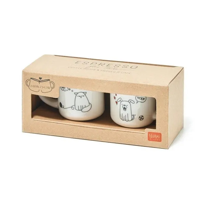 Legami: Espresso for Two Mini Mugs Cat and Dog