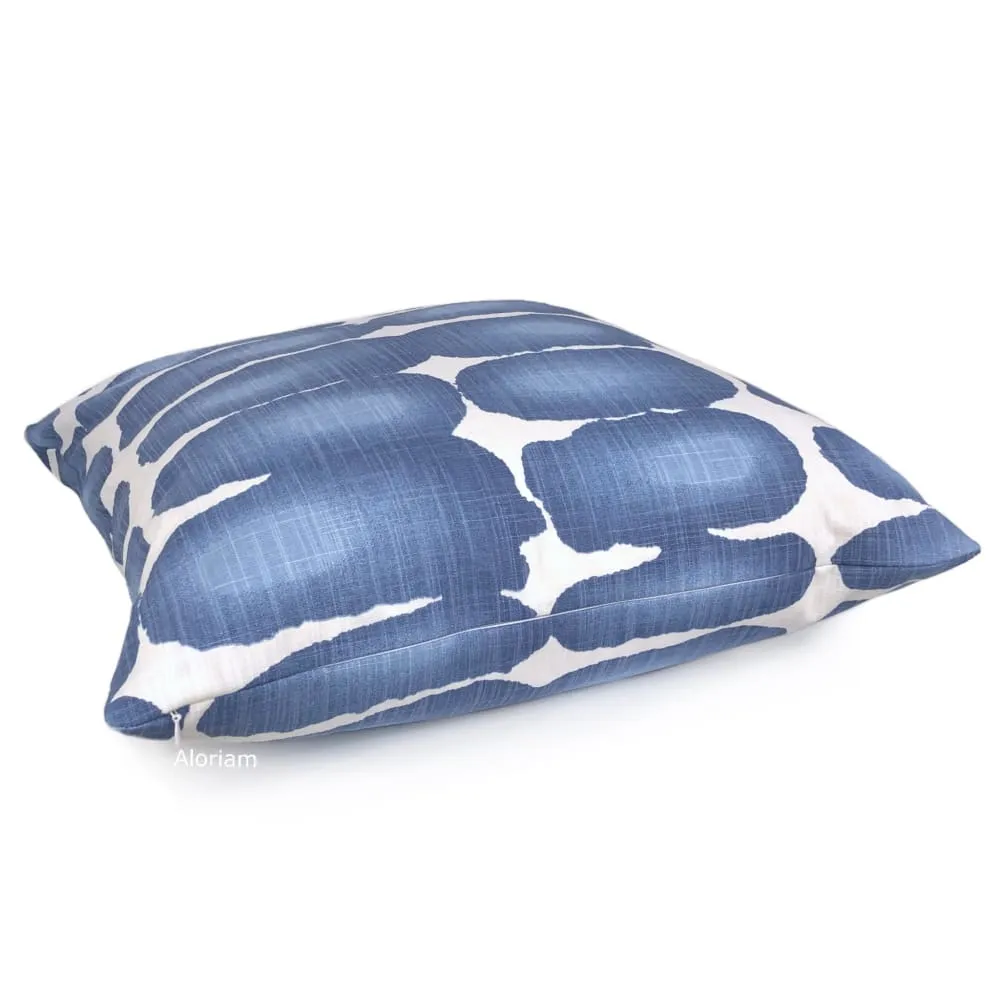 Leto Blue White Paint Dabs Modern Cotton Print Pillow Cover