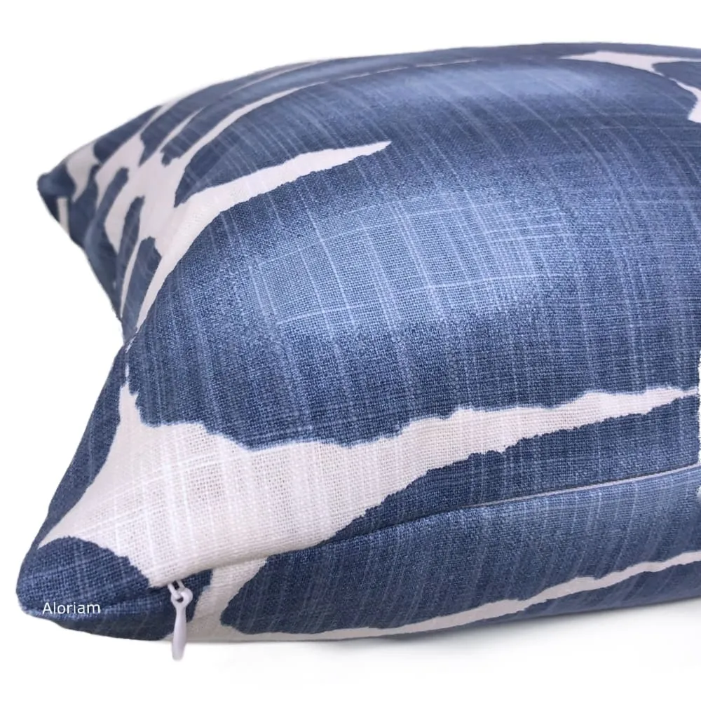 Leto Blue White Paint Dabs Modern Cotton Print Pillow Cover