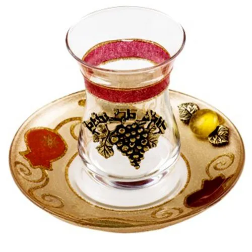 Lily Art - 500602-6 - Kiddush cup   Coaster decorated with Tulip / Pomegranate