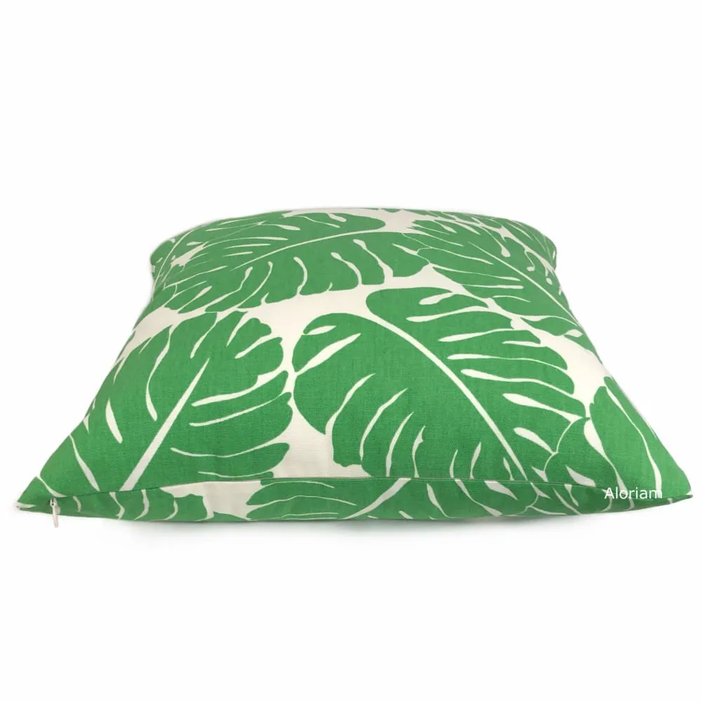 Martinique Green Modern Palm Leaf Print Pillow Cover