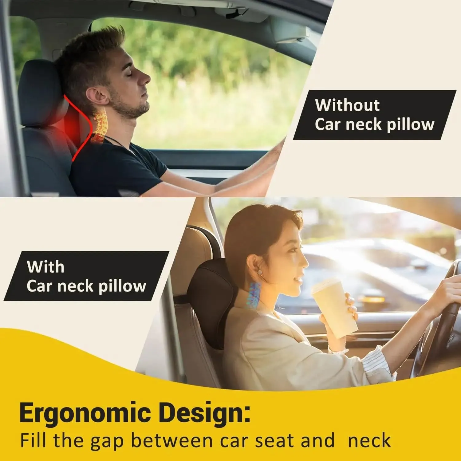 Memory Foam Car Neckrest Pillow