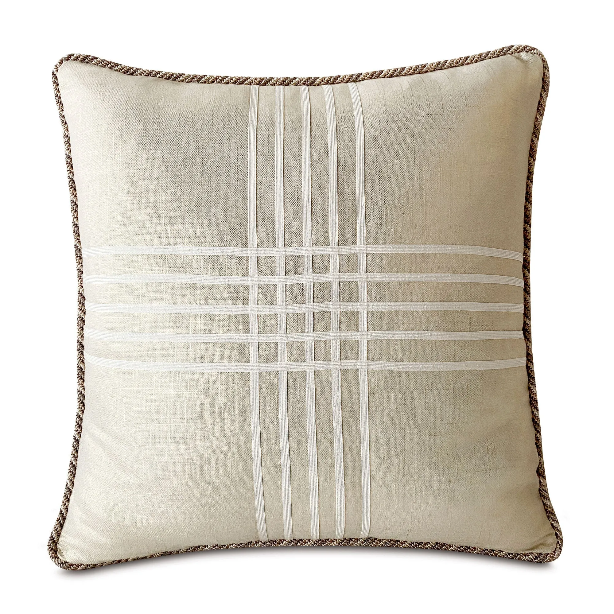 Metallic Gold Ribbon Throw Pillow Cover 22x22