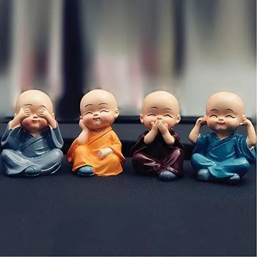 MF® Resin Buddha Monk Statues, Small, Multicolour, Set of 4