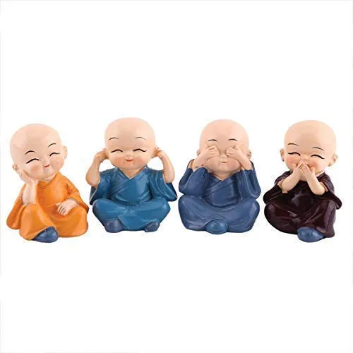 MF® Resin Buddha Monk Statues, Small, Multicolour, Set of 4