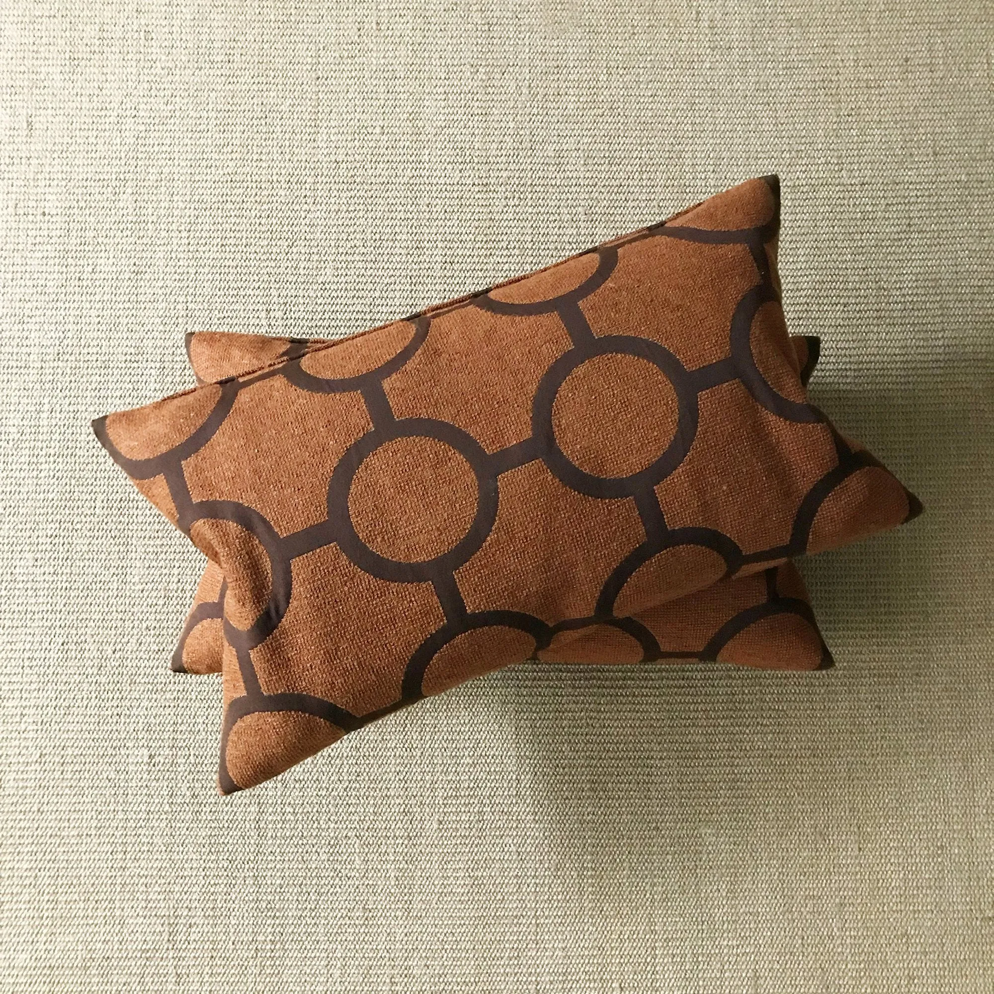 Mid Century Rust Orange Geometric Decorative Pillow Cover