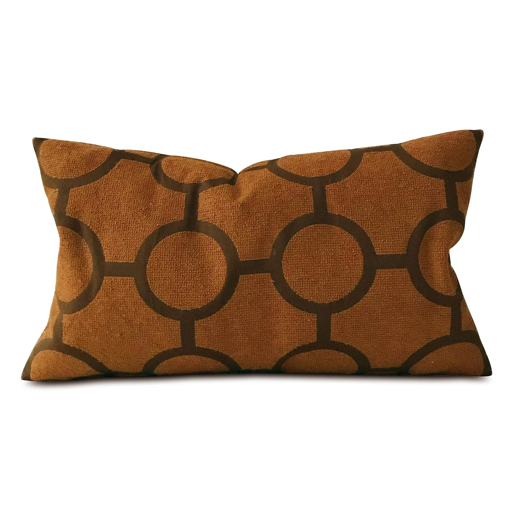 Mid Century Rust Orange Geometric Decorative Pillow Cover