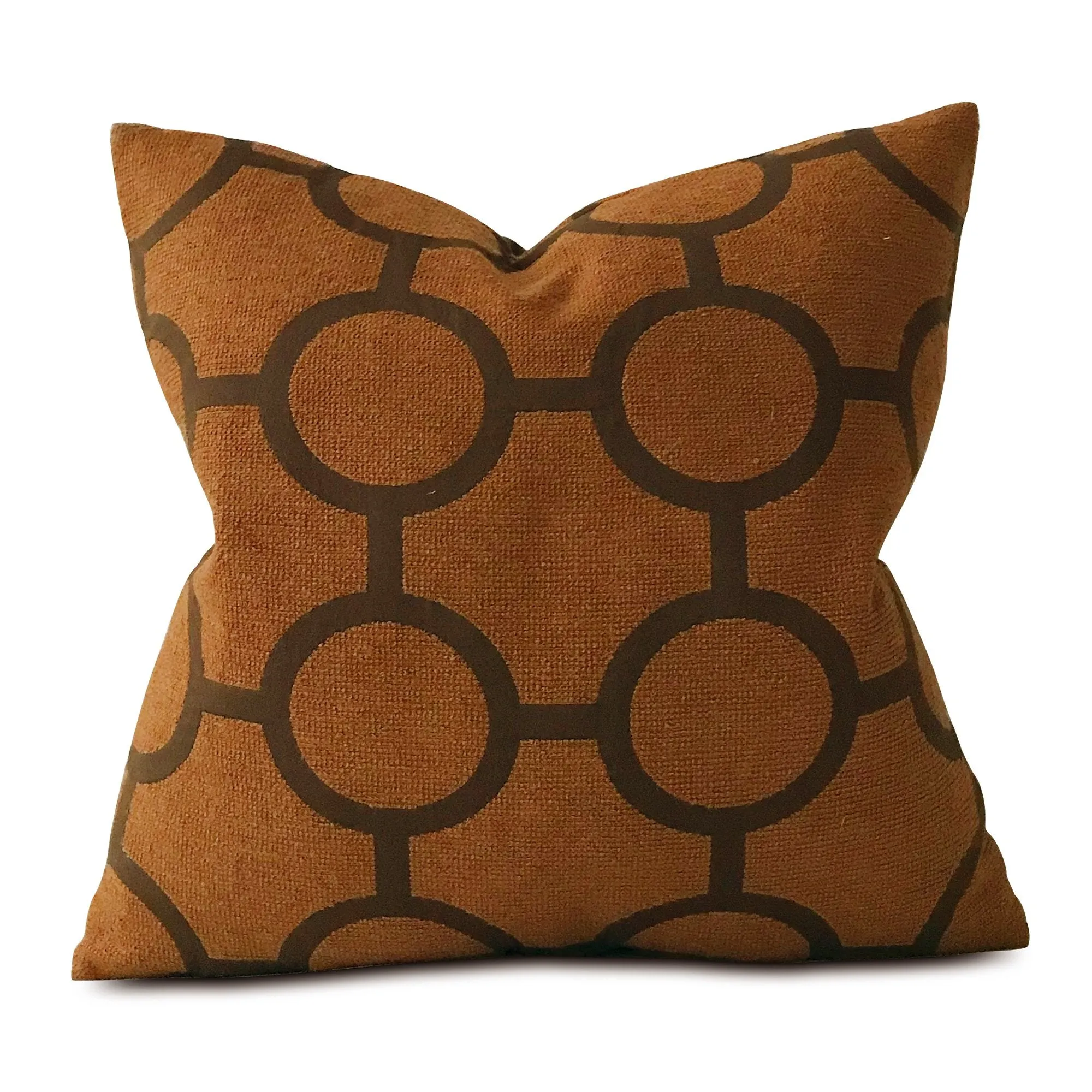 Mid Century Rust Orange Geometric Decorative Pillow Cover