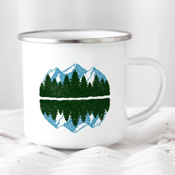 Mountain Mug Enamel Mug Wanderlust Camping Mug The