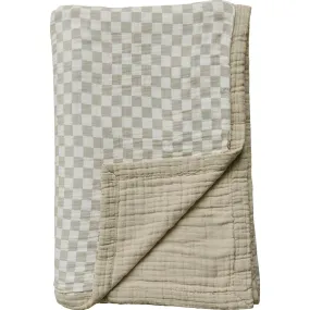 Muslin Twin Quilt | Taupe Checkered