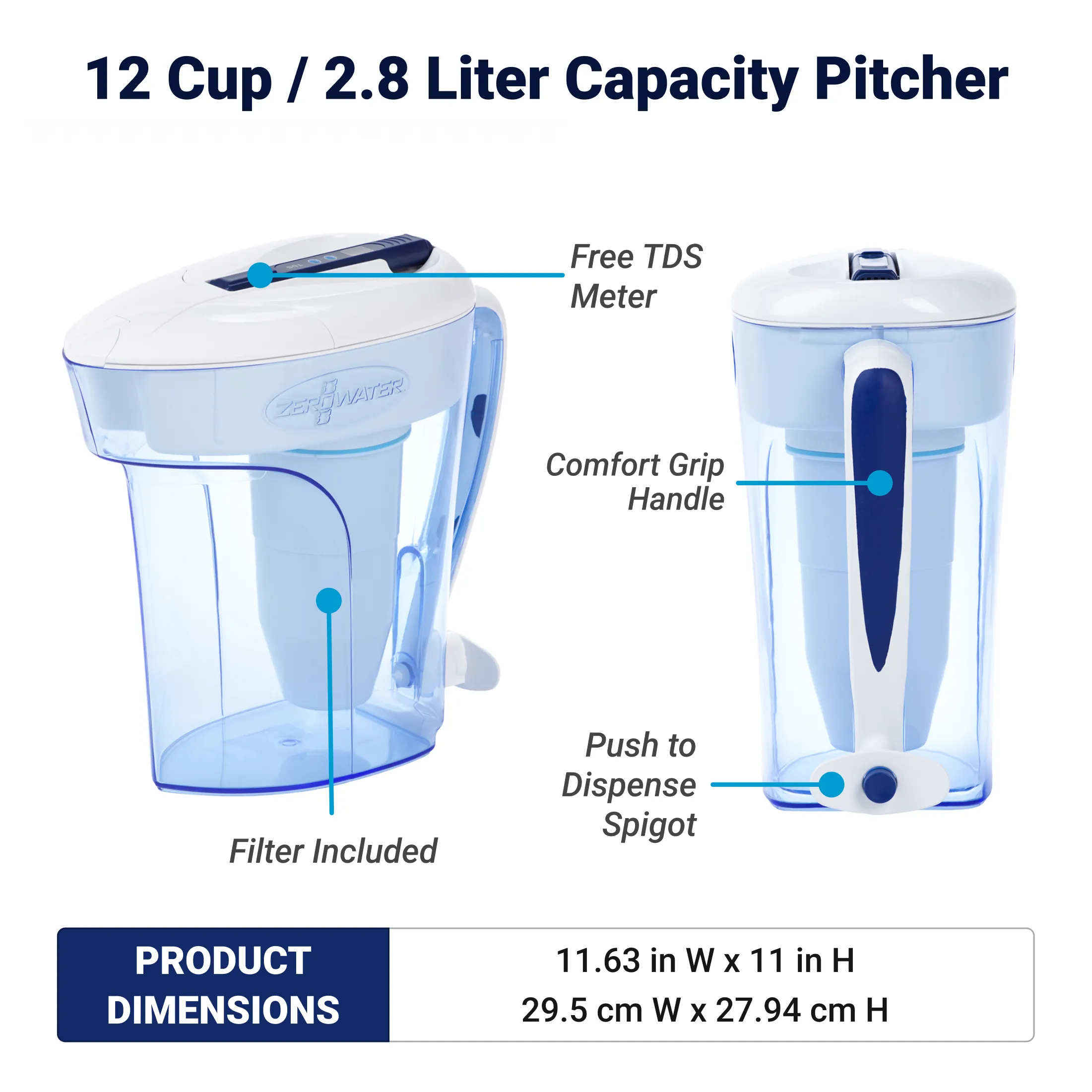 NEW | 12 Cup Ready-Pour Pitcher   2 Filters